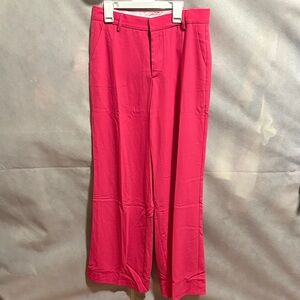 Olivaceous Fuchsia Wide-Leg High Rise Trousers